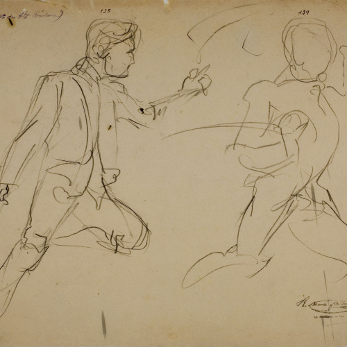 image for: Ramon Martí i Alsina - Apunt de soldats irlandesos per a «La companyia de Santa Bàrbara» - Cap a 1891