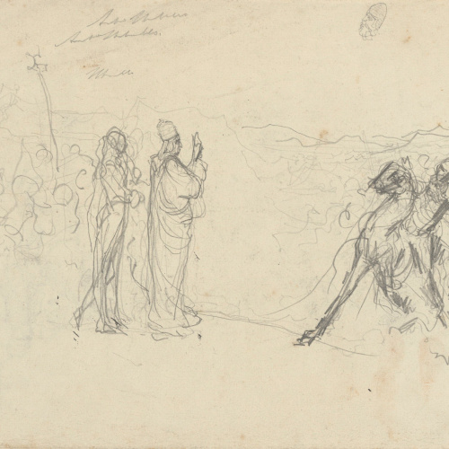 image for: Antoni Utrillo - Entrevista del Papa Lleó I el Magne amb el rei Àtila (anvers) / Estudi de l&#039;entrevista del Papa Lleó I el Magne amb el rei Àtila (revers) - Cap a 1908 [1]