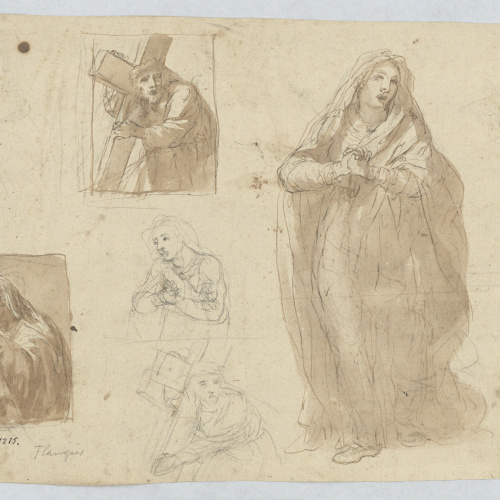 Josep Bernat Flaugier - Estudis de Jesucrist amb la Creu i la Dolorosa - Cap a 1800-1812 image for: Josep Bernat Flaugier - Estudis de Jesucrist amb la Creu i la Dolorosa - Cap a 1800-1812