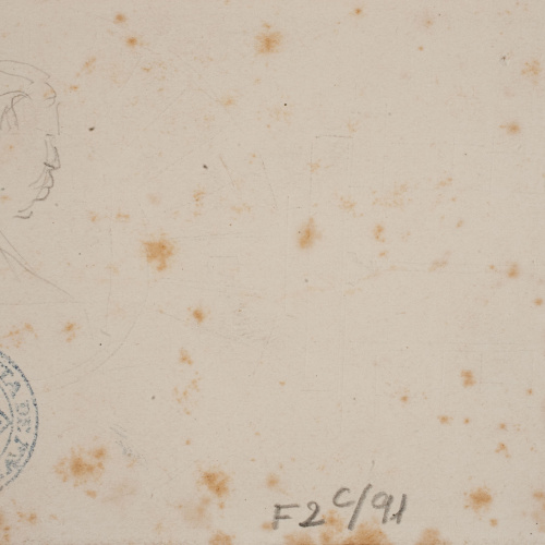 image for: Josep Lluís Pellicer - Façana gòtica, Palafrugell (anvers) / Apunt de bust masculí (revers) - Cap a 1889 [1]