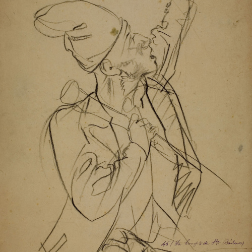 image for: Ramon Martí i Alsina - Català amb el braç esquerre enlaire per al quadre «La Companyia de Santa Bàrbara» - Cap a 1891