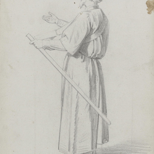 Claudi Lorenzale - Estudi de cavaller medieval (anvers) / Estudi de mà (revers) - Cap a 1870 image for: Claudi Lorenzale - Estudi de cavaller medieval (anvers) / Estudi de mà (revers) - Cap a 1870