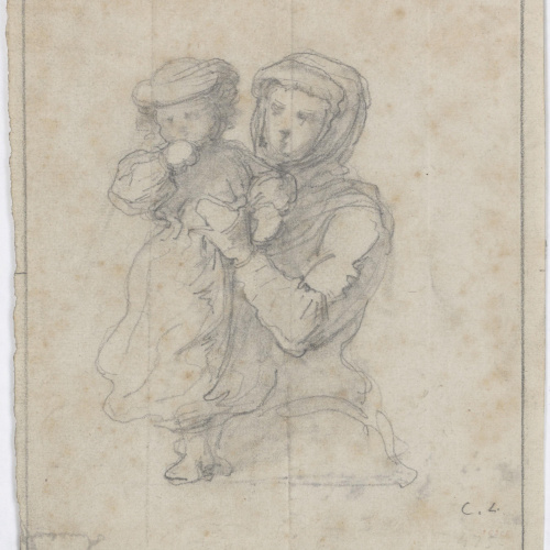 image for: Claudi Lorenzale - Nen als braços de la seva mare - Cap a 1850-1860