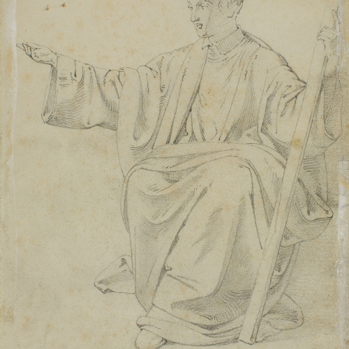 image for: Claudi Lorenzale - Home assegut amb bastó a la mà dreta (anvers) / Home assegut amb bastó a la mà dreta (revers) - Cap a 1850-1870 [1]