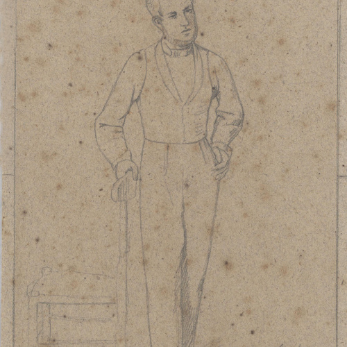 image for: Claudi Lorenzale - Home recolzat al respatller d&#039;una cadira - Cap a 1860-1880