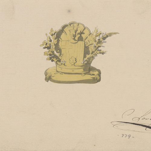 image for: Claudi Lorenzale - Escut de Barcelona sobre la corona Comtal - Cap a 1860-1880