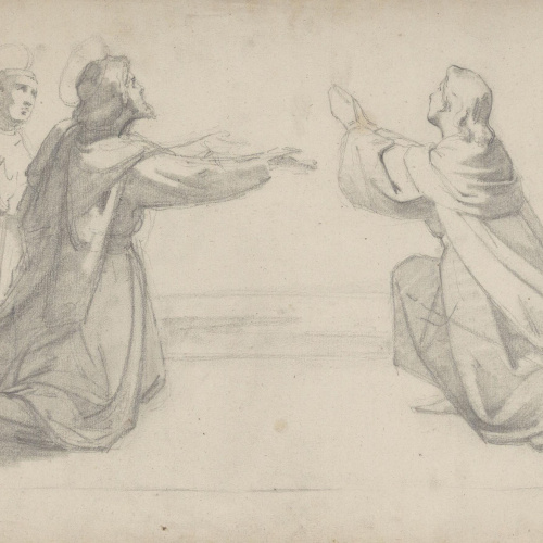 image for: Claudi Lorenzale - Estudi de sant Ramon de Penyafort, de sant Pere Nolasc i del rei Jaume I per al quadre fet per a l&#039;Ajuntament de València - Cap a 1860