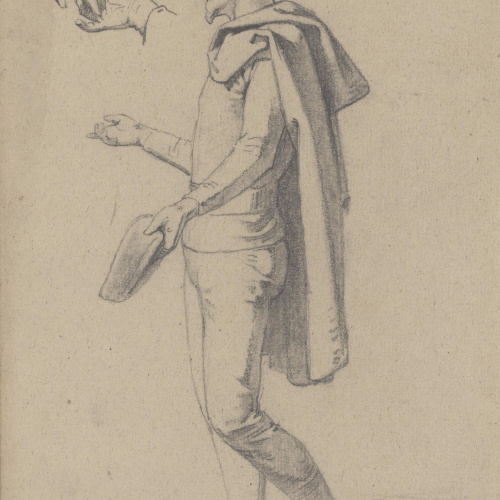 image for: Claudi Lorenzale - Home amb indumentària medieval i estudi de mans - Cap a 1850-1870