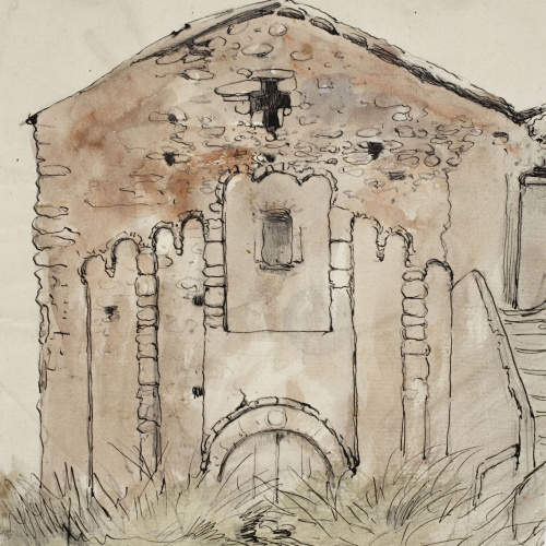 image for: Modest Urgell - Façana d&#039;església romànica - Cap a 1884