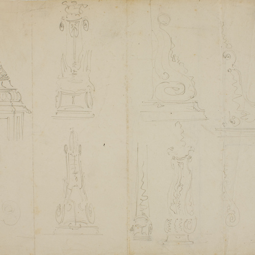 image for: Claudi Lorenzale - Projecte de motius arquitectònics (anvers) / Apunts de motius arquitectònics (revers) - Cap a 1860-1880