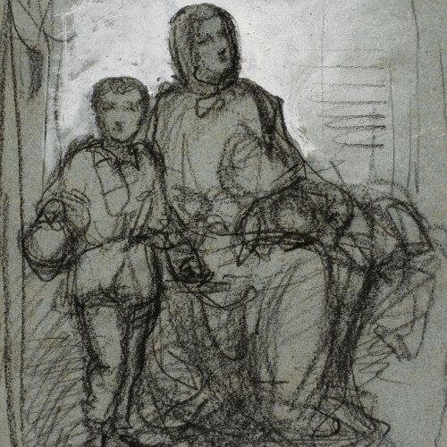 image for: Ramon Martí i Alsina - Estudi per el grup de «La caritat» (anvers) / Estudi de cap (revers) - Cap a 1870-1880