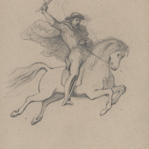 image for: Claudi Lorenzale - Estudi d&#039;home a cavall. Sant Jaume Matamoros [?] - Cap a 1850-1870
