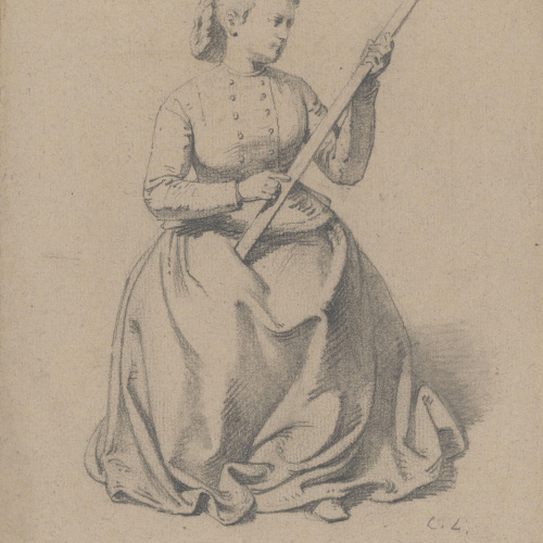 image for: Claudi Lorenzale - Dona asseguda amb una vara - Cap a 1860-1880