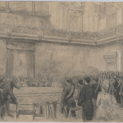 image for: Josep Lluís Pellicer - Sessió solemne en honor de la reina Maria Cristina i Alfons XII - Cap a 1890