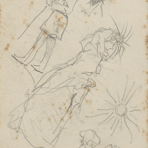 image for: Josep Lluís Pellicer - Apunts fets amb la mà esquerra (anvers) / Croquis de figures (revers) - 1896