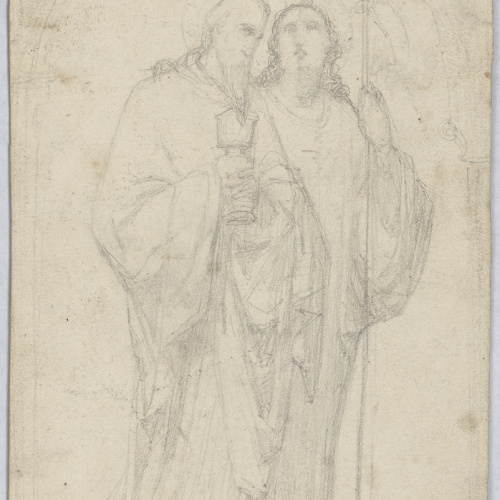 image for: Francesc Torras - Dos sants (anvers) / Estudi d&#039;un cap d&#039;home (revers) - Cap a 1860-1876