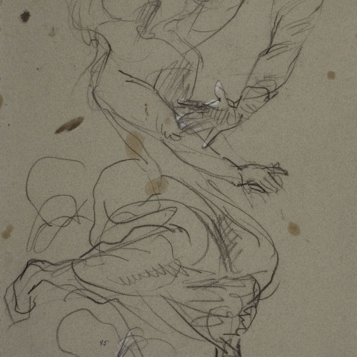 image for: Ramon Martí i Alsina - Apunt de dona corrent, i estudi de braç i de mà per al quadre La companyia de Santa Bàrbara - Cap a 1891