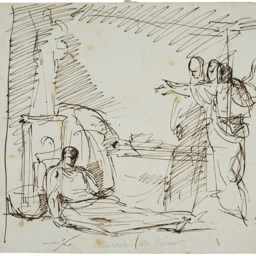 image for: Eduardo Rosales - Estudi per al quadre «Mort de Lucrècia» (anvers) / Estudi per al quadre «Mort de Lucrècia» (revers) - Cap a 1866