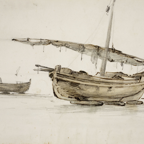 image for: Modest Urgell - Barques a la platja - Cap a 1864-1880