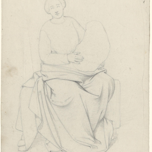 image for: Claudi Lorenzale - Dona asseguda sostenint un farcell - Cap a 1860-1880 [1]