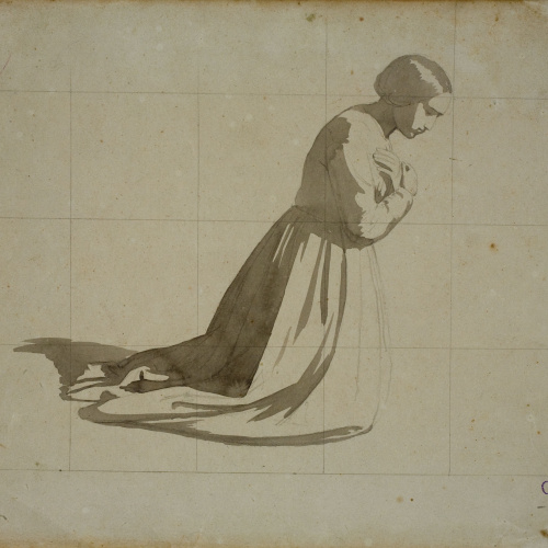 image for: Claudi Lorenzale - Estudi de figura femenina en oració - Cap a 1860-1880