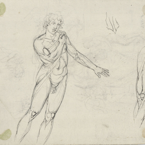 image for: Josep Bernat Flaugier - Al·legoria de la religió per a la decoració de la cúpula de Sant Sever i Sant Carles Borromeu (anvers) / Estudi de figura (revers) - Cap a 1802-1803 [1]