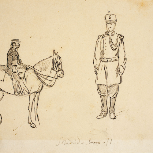 image for: Josep Lluís Pellicer - Oficial a cavall i soldat d&#039;artilleria - 1871