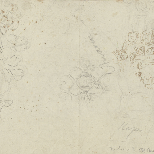 image for: Josep Bernat Flaugier - Grup de soldats escoltant notícies de la guerra (anvers) / Croquis (revers) - Cap a 1809-1812 [1]