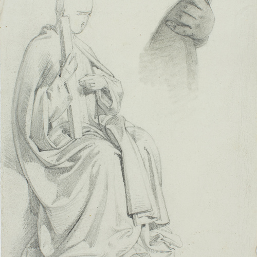 Claudi Lorenzale - Estudis de figura masculina (anvers) / Estudis de figura masculina (revers) - Cap a 1850-1870 image for: Claudi Lorenzale - Estudis de figura masculina (anvers) / Estudis de figura masculina (revers) - Cap a 1850-1870