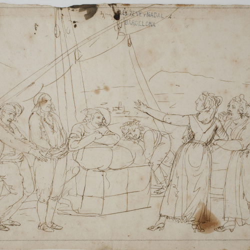 Josep Bernat Flaugier - Escena portuària - Cap a 1800-1812 image for: Josep Bernat Flaugier - Escena portuària - Cap a 1800-1812