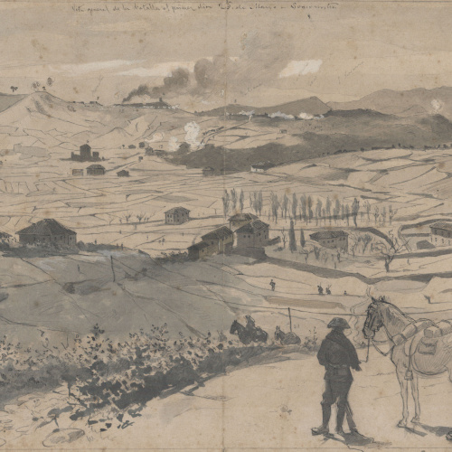 image for: Josep Lluís Pellicer - Vista general de la batalla el primer dia 25 de Marzo, Somorrostro - 1874