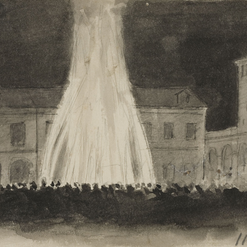 image for: Lluís Rigalt - Foguera a la plaça major de Vic [?] - 1856