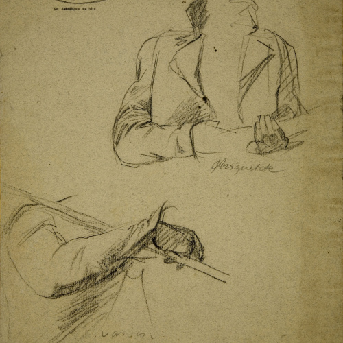 image for: Ramon Martí i Alsina - Estudi de tors i braç d&#039;home vestit per al quadre &quot;La companyia de Santa Bàrbara&quot; - Cap a 1891