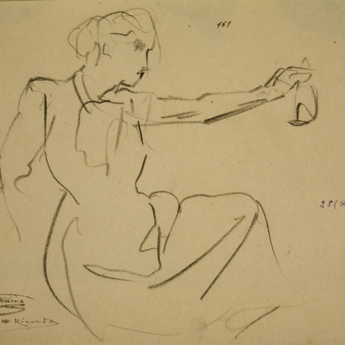 image for: Ramon Martí i Alsina - Estudi de dona asseguda per al quadre «La Companyia de Santa Bàrbara» - Cap a 1891