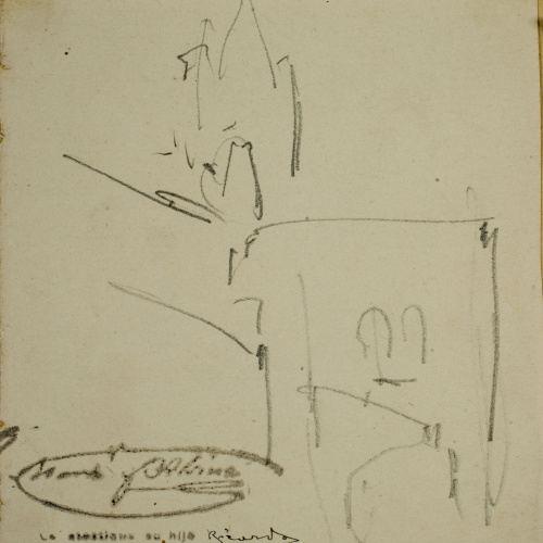 image for: Ramon Martí i Alsina - Apunt d&#039;edificis de la ciutat de Girona per al quadre &quot;El gran dia de Girona&quot; - Cap a 1863-1864