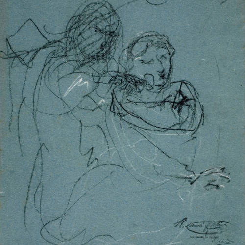 image for: Ramon Martí i Alsina - Estudi de figures per al quadre «La companyia de Santa Bàrbara» - Cap a 1891