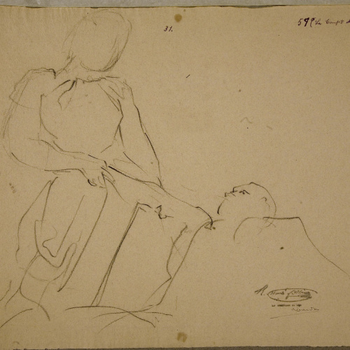 image for: Ramon Martí i Alsina - Esbós per al quadre «La Companyia de Santa Bàrbara» - Cap a 1891