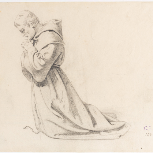 image for: Claudi Lorenzale - Frare agenollat (anvers) / Estructura arquitectònica (revers) - Cap a 1850-1870 [1]