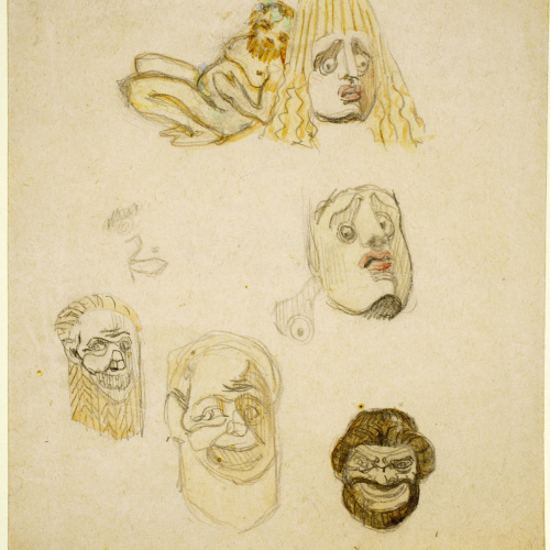 image for: Ismael Smith - Màscares gregues (anvers) / Rostre masculí (revers) - Cap a 1905-1915