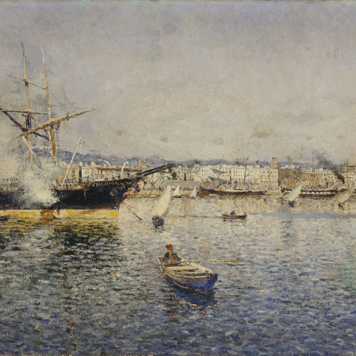 image for: Joan Roig i Soler - Vista del port de Barcelona - Cap a 1883-1900