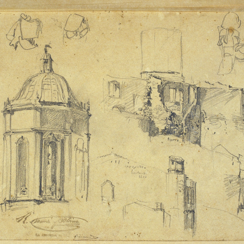 image for: Ramon Martí i Alsina - Estudi d&#039;edificis per al quadre &quot;El gran dia de Girona&quot; - Cap a 1863-1864