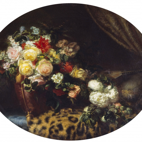 Josep Mirabent - Gerro amb roses - Cap a 1855-1865 image for: Josep Mirabent - Gerro amb roses - Cap a 1855-1865