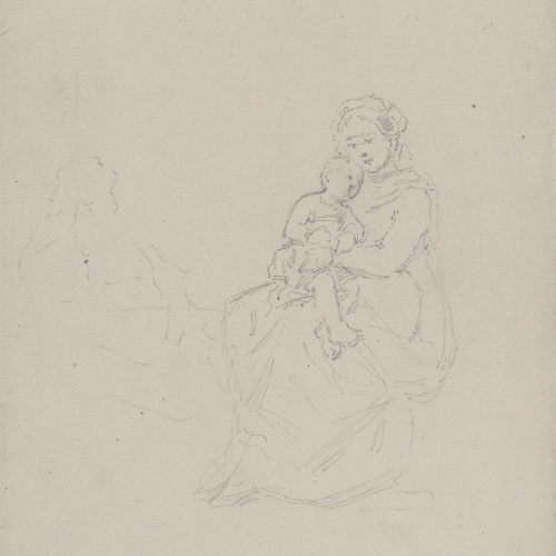 Claudi Lorenzale - Dona amb nen - Cap a 1850-1870 image for: Claudi Lorenzale - Dona amb nen - Cap a 1850-1870