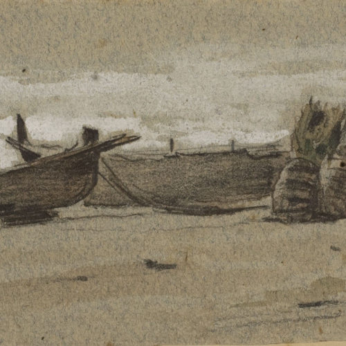 Modest Urgell - Barques a la platja - Cap a 1864 image for: Modest Urgell - Barques a la platja - Cap a 1864