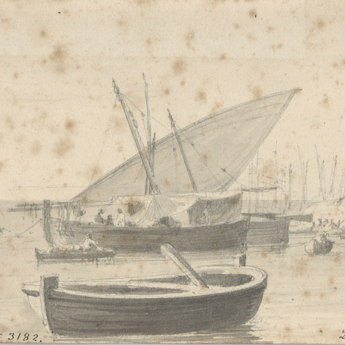 image for: Lluís Rigalt - Embarcacions a la platja de Barcelona - Agost de 1875