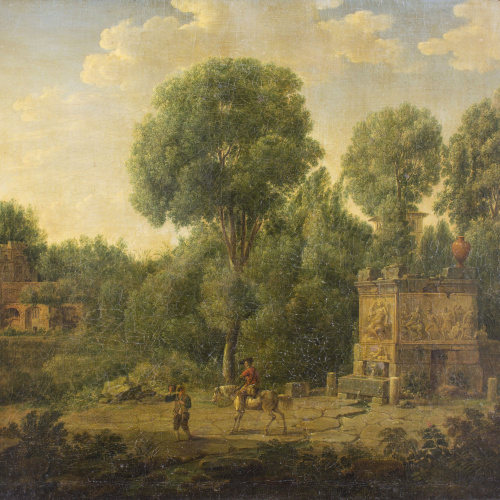 image for: Pierre Patel - Paisatge amb arbres, una casa i ruïnes - Entre 1650-1676
