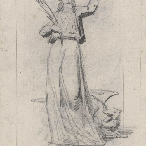 image for: Claudi Lorenzale - Santa Margarida (anvers) / Estudis per a santa Margarida (revers) - Cap a 1868