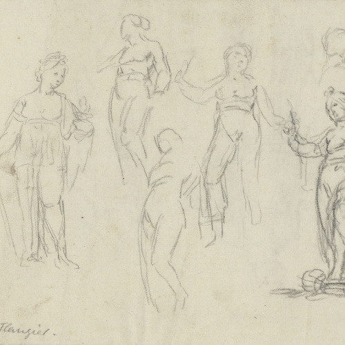image for: Josep Bernat Flaugier - Apunts de figures al·legòriques (anvers) / Croquis de dues figures al·legòriques (revers) - Cap a 1800-1812