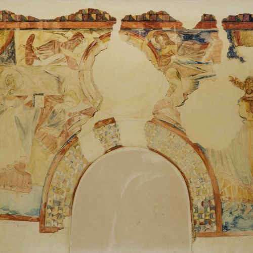 image for: Joan Vallhonrat - Reproducció de les pintures de Sant Joan de Boí. Façana nord - 1908