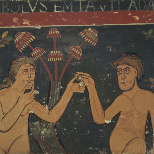 image for: Joan Vallhonrat - Reproducció de les pintures de l&#039;absis de Sant Sadurní d&#039;Osormort. Adam i Eva - 1916